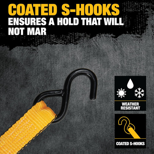 DEWALT DEWL-DXBC90043 1-1/4in x 14ft Cam-Buckle Straps 2,000lb Break Strength 2-Pack