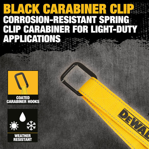 DEWALT DEWL-DXBC90060 1-1/4in x 12in Light Duty Carabiner Utility Straps 2-Pack