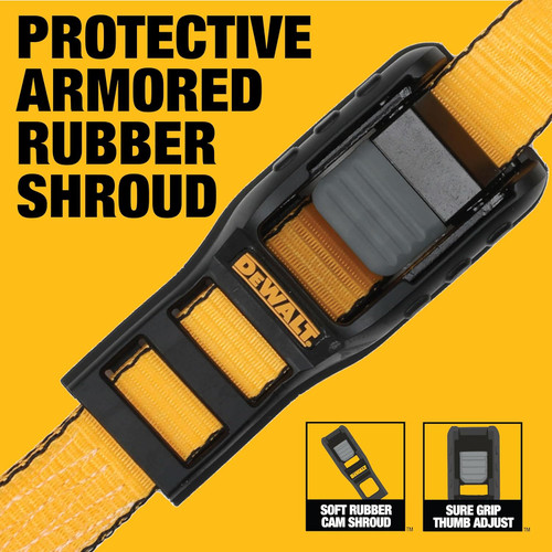 DEWALT DEWL-DXBC90047 2in x 16ft Premium Lashing Straps 3,000lb Break Strength 2-Pack