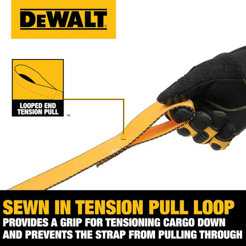 DEWALT DEWL-DXBC90044 2in x 10ft Cam-Buckle Straps 3,000lb Break Strength 2-Pack