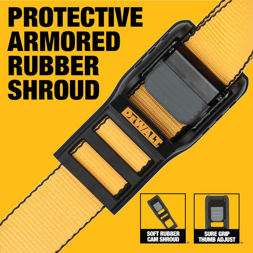 DEWALT DEWL-DXBC90044 2in x 10ft Cam-Buckle Straps 3,000lb Break Strength 2-Pack