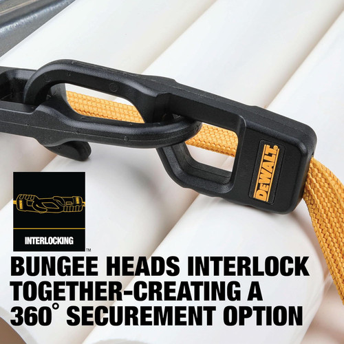 DEWALT DEWL-DXBC301424 24in Flat Bungee Straps with Interlock Coated Metal Hooks 4-Pack