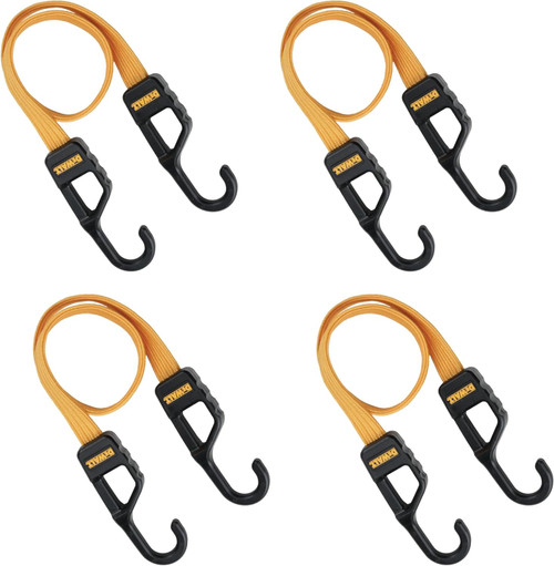 DEWALT DEWL-DXBC301424 24in Flat Bungee Straps with Interlock Coated Metal Hooks 4-Pack