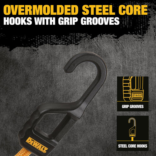 DEWALT DEWL-DXBC300244 24in Premium Heavy-Duty Bungee Cords 4-Pack
