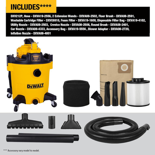 DEWALT DEWL-DXV212P 12 Gallon 5.5 Peak HP Wet/Dry Vacuum with Detachable Blower, Kit