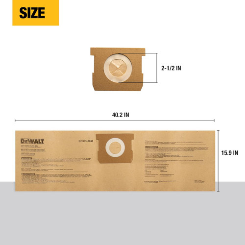 DEWALT DEWL-DXVA25-4040 Dust Bag Filter for 4 Gallon Wet/Dry Vacuum DXV04T