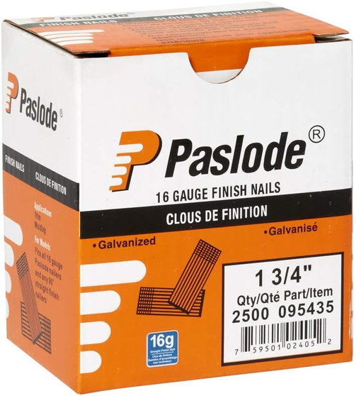 Paslode PAS-095435 16-Gauge 1-3/4in Galvanized Smooth Shank Finish Nail 2500-Box