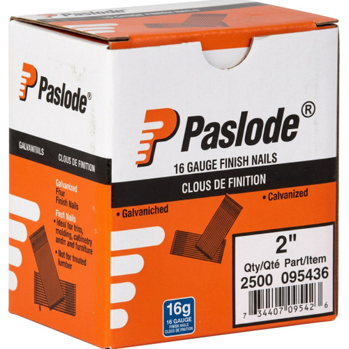 Paslode PAS-095436 16-Gauge 2in Galvanized Smooth Shank Finish Nail 2500-Box