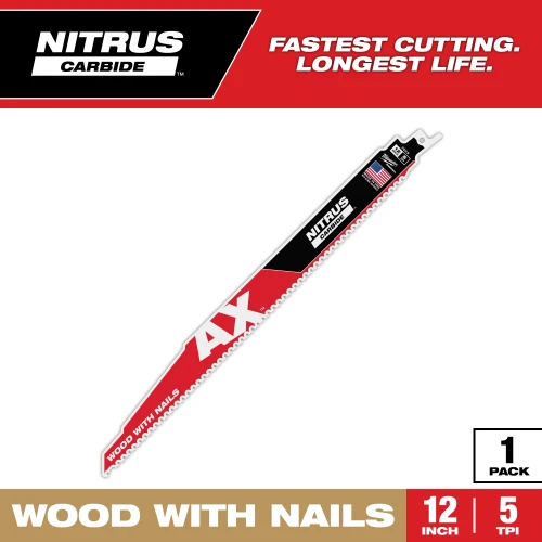 Milwaukee 48-00-7253 12in 5TPI AX with NITRUS Carbide Teeth SAWZALL Blade