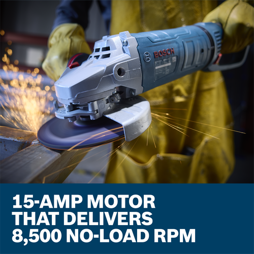 Bosch BOS-GWS25-180PR 7in Large Angle Grinder 15 Amp No Lock-On Trigger Switch with Rotatable Main Handle