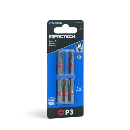 Vega VEGA-T125P3A-C5 T125P3A-C5 Impactech Phillips #3 Insert Bit 1in 5-Pack