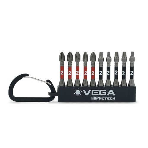 Vega VEGA-T150P2R2CS10 Impactech Phillips #2 Square #2 Carabiner Set 2in 10-Piece