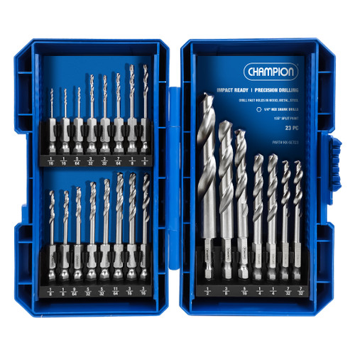 Champion CHAMP-HX-SET23 Hex Shank Drill Bit Set Impact Ready 1/4in 23-Piece