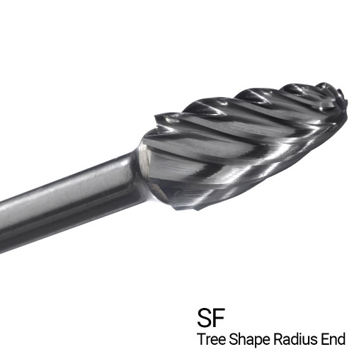 Champion CHAMP-SF5NF-IPAC SF5NF Single Flute Non-Ferrous Tree Radius End Carbide Bur 1/2in x 1in