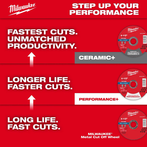 Milwaukee MIL-49-94-0101 4-1/2in x 0.045in x 7/8in Performance Plus Metal Cut Off Wheel Type 1 10-Pack