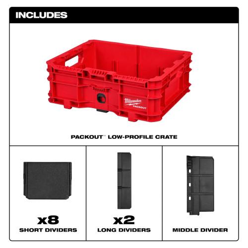 Milwaukee MIL-48-22-8438 PACKOUT Low-Profile Crate