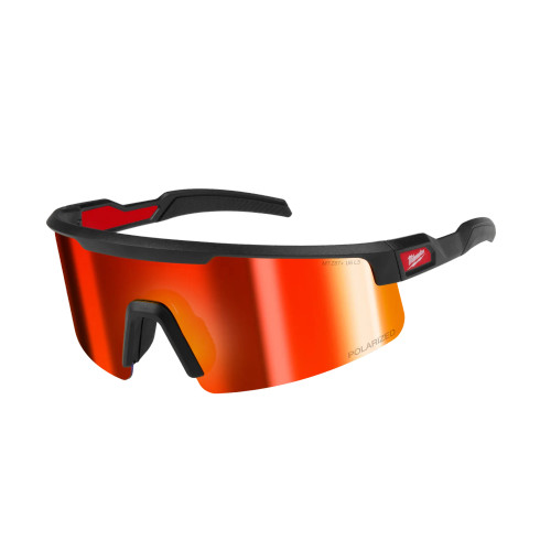 Milwaukee MIL-48-73-2501 Polarized Wrap Around Safety Glasses Red Mirrored Dual Coat Lenses