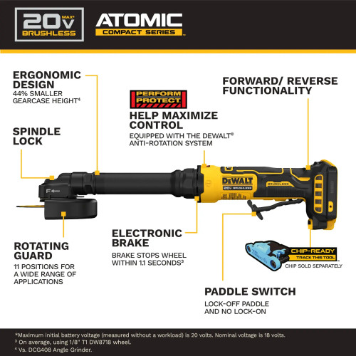 DEWALT DEW-DCG432XB ATOMIC 20V MAX 4in Extended Cut-Off Tool Bare Tool