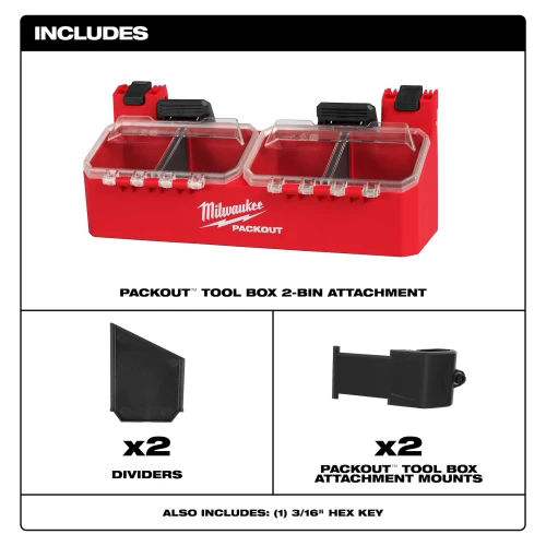 Milwaukee MIL-48-22-8610 PACKOUT Tool Box 2-Bin Small Parts Attachment