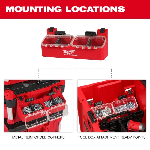 Milwaukee MIL-48-22-8610 PACKOUT Tool Box 2-Bin Small Parts Attachment