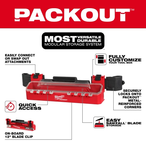 Milwaukee MIL-48-22-8612 PACKOUT Tool Box Accessory Case Attachment with 12in Blade Clip