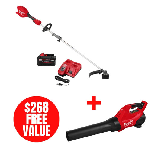 Milwaukee MIL-3016-21ST-3017-20 M18 FUEL 18V String Trimmer with QUIK-LOK 8.0Ah Kit + M18 FUEL Blower Bare Tool