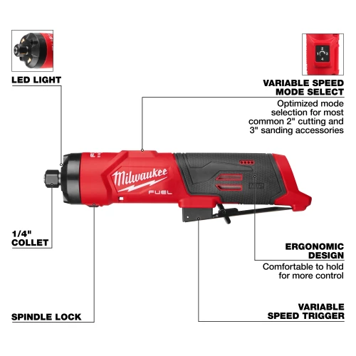 Milwaukee MIL-3486-20 M12 FUEL 12V 1/4in Straight Die Grinder Bare Tool