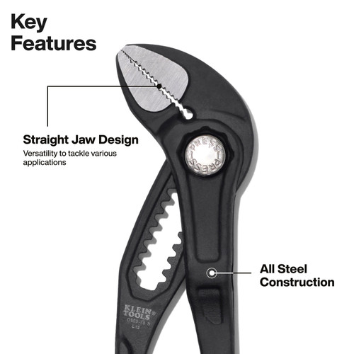 Klein KLE-D5057BS Straight Jaw Quick-Adjust Pump Pliers, 7in
