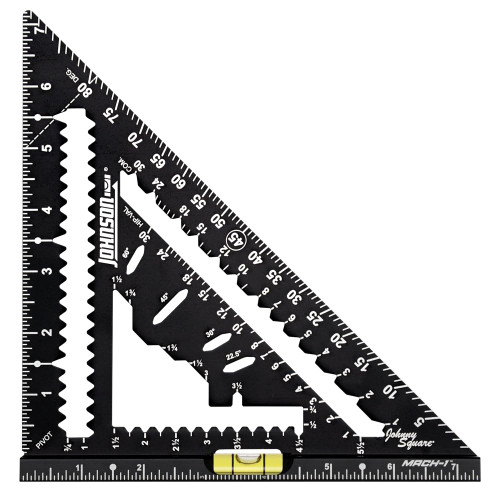 Johnson Level & Tool JS-1904-0700V Johnny Square MACH-1 Smart Mark Rafter Square with Level Vial 7.25in