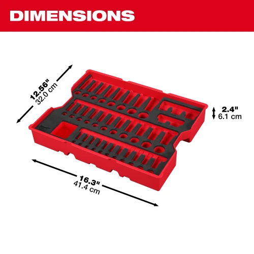 Milwaukee MIL-48-22-0151 65-Piece 1/4in, 3/8in & 1/2in Drive SAE Socket Set with PACKOUT Drawer Tray