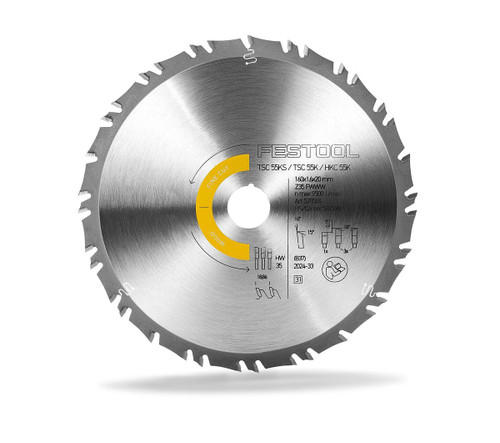 Festool FES-578590 WOOD FINE CUT HW 160x1.6x20 35-Tooth Track Saw Blade