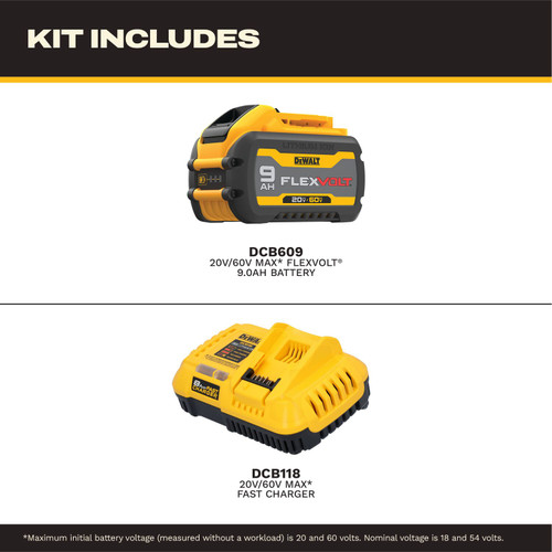 DEWALT DEW-DCB609C FLEXVOLT 20V/60V MAX Battery and Charger Starter 9.0Ah Kit