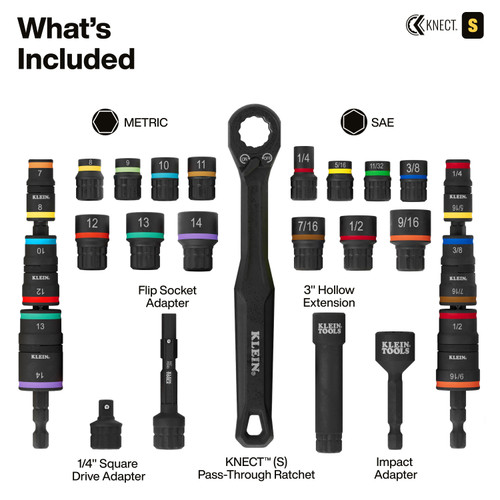 Klein Tools KLE-65304KNECT 65304KNECT KNECT Impact-Rated Drill and Driver Combo Set SAE and Metric 65-Piece