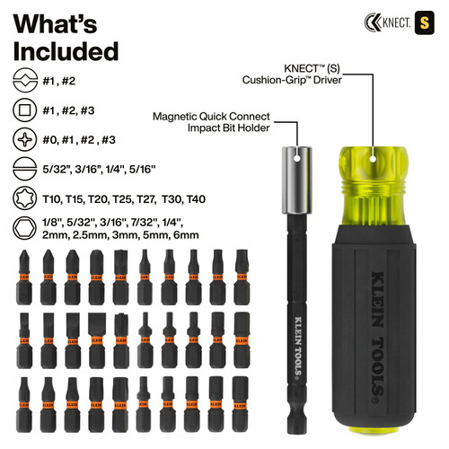 Klein Tools KLE-65304KNECT 65304KNECT KNECT Impact-Rated Drill and Driver Combo Set SAE and Metric 65-Piece
