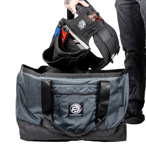 Badger Tool Belts OCC-483510 Big Badger Gear Tote - Gunmetal - with a tool belt set inside