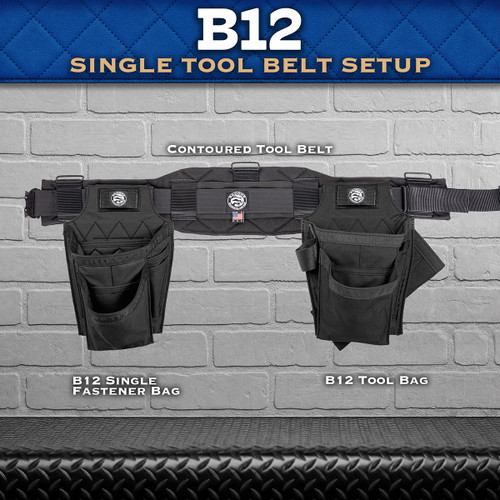 Badger Tool Belts OCC-462210-XX B12 Single Tool Belt Setup (Trimmer Set V2) - Gunmetal - layout and dimensions