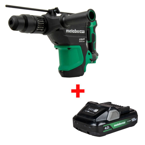 Metabo HPT HPT-DH3640DAQ2M-378681M 36V MultiVolt Brushless 1-9/16in SDS Max Rotary Hammer Bare Tool + 18V 4.0Ah Battery