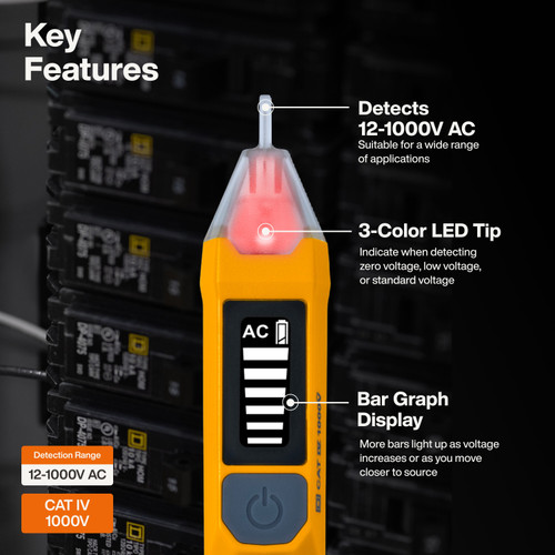 Klein Tools KLE-NCVT7 NCVT7 Non-Contact Voltage Tester with Signal Strength 12-1000V AC
