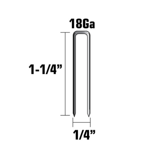 Metabo HPT HPT-11105SHPT 1/4in Crown x 1-1/4in Leg 18 GA Electro-Galvanized Narrow Crown Finish Staples 5000-Pack