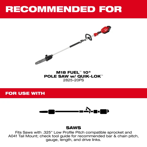 Milwaukee MIL-49-16-2846 12in .325in LOW PROFILE Pitch .043in Gauge Saw Chain and Guide Bar Set