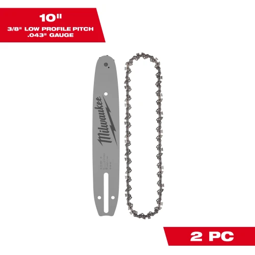 Milwaukee MIL-49-16-2849 10in 3/8in LOW PROFILE Pitch .043in Gauge Saw Chain and Guide Bar Set