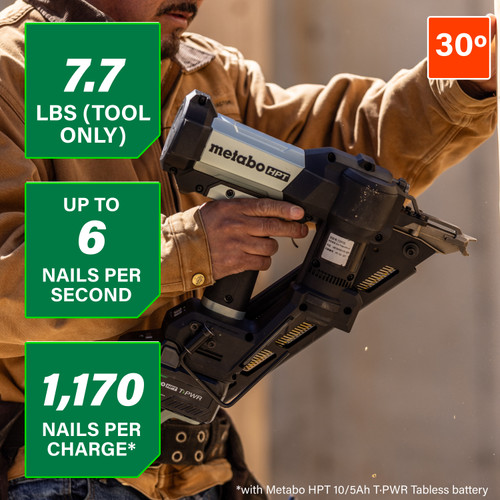 Metabo HPT HPT-NR1890DCBQRY NR1890DCBQRY 18V Brushless 30° Cordless Pneumatic 3-1/2in Framing Nailer 10.0Ah Kit