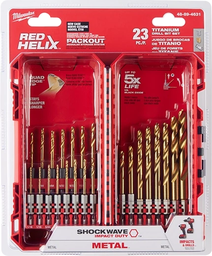 Milwaukee SHOCKWAVE Impact Duty RED HELIX Titanium Drill Bit Set 23PC