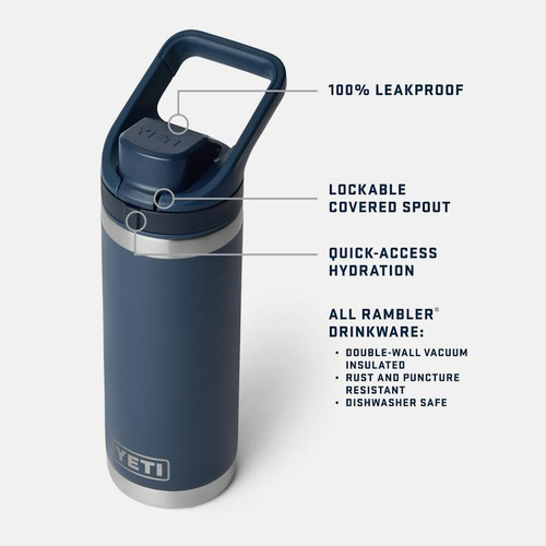 YETI YETI-R18FCHUG-XXX Rambler 18oz Water Bottle with Flip Chug Cap