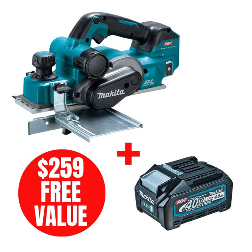 Makita MAK-KP001GZ-BL4040 40V MAX XGT Brushless 3-1/4in Planer with AWS + XGT 4.0Ah Battery