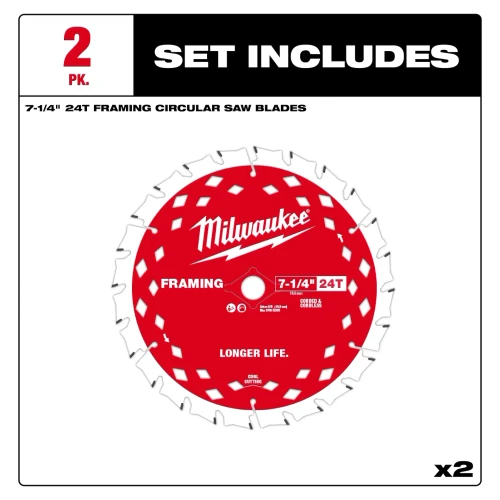 Milwaukee MIL-48-40-0722 7-1/4in 24T Framing Circular Saw Blade 2-Pack