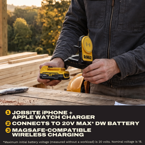 DEWALT DEWL-1410015DW2 20V MAX 2-in-1 Magnetic Wireless Charger for Phone and Apple Watch