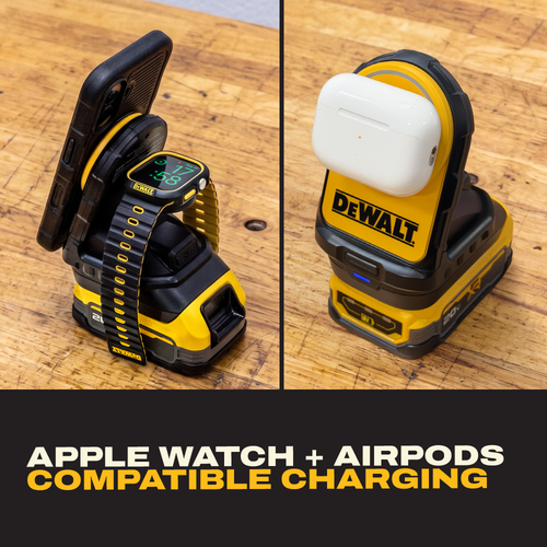 DEWALT DEWL-1410015DW2 20V MAX 2-in-1 Magnetic Wireless Charger for Phone and Apple Watch
