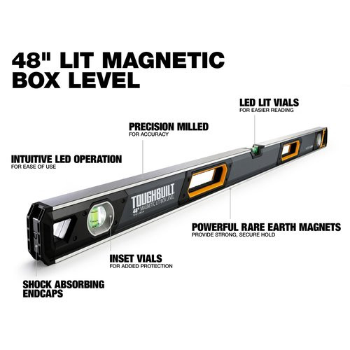 ToughBuilt TB-H2-L-48LH-M 48in Lighted Magnetic Box Level