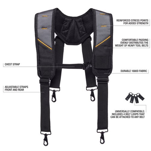 ToughBuilt TB-CT-51G GelFit ClipTech Padded Suspenders